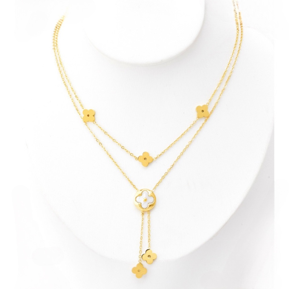 clovers layered necklace